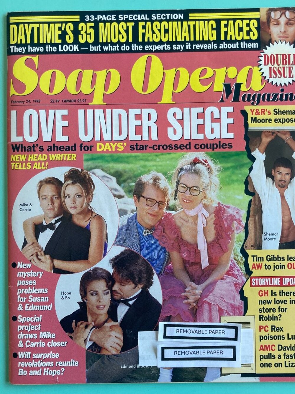 Signed Inside Soap Opera Magazine February 24 1998 Ron Raines David Canary +3